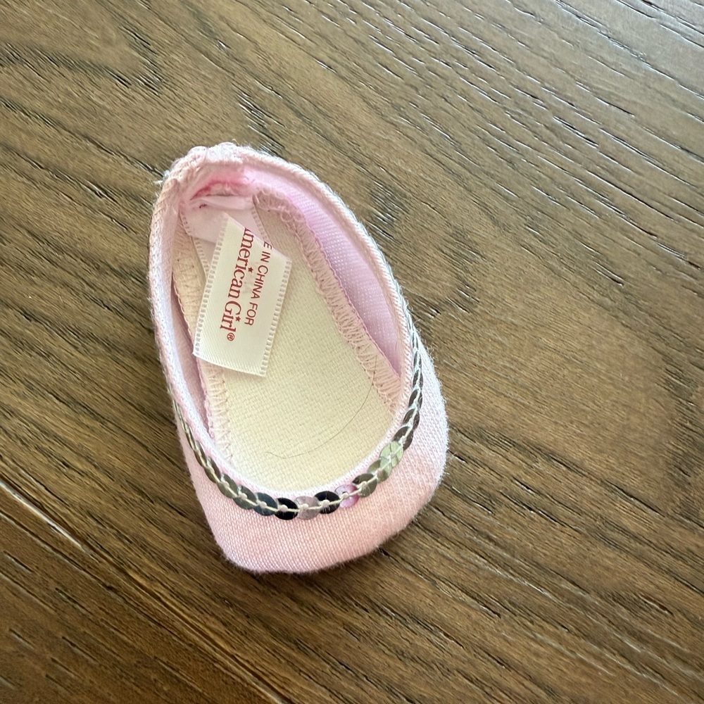 American Girl Doll Pink Ballet Flat Shoe with Silver Chain Accent